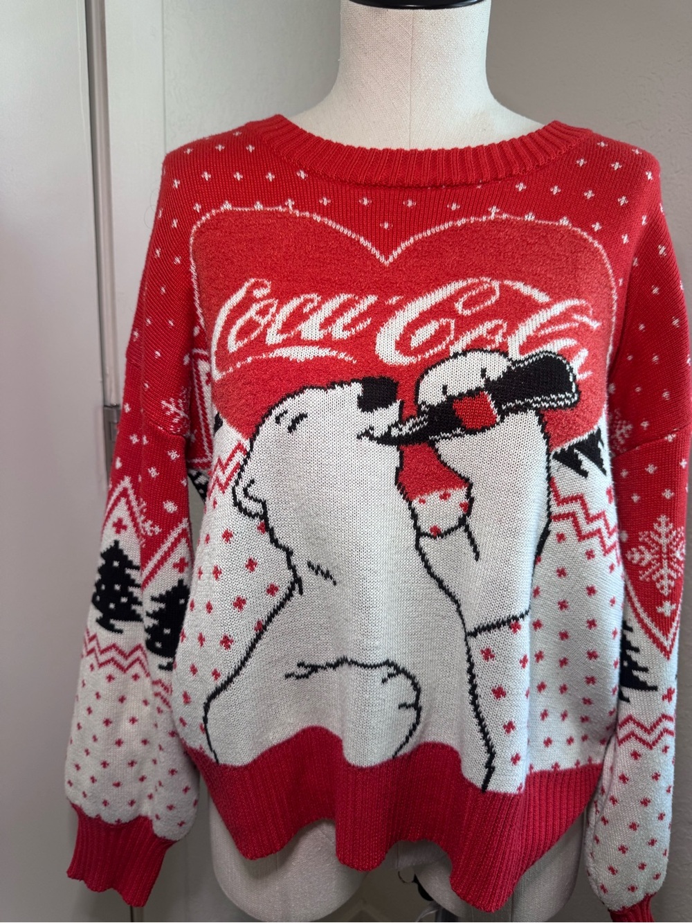 Coca Cola Red & White Polar Bear Crewneck Sweater